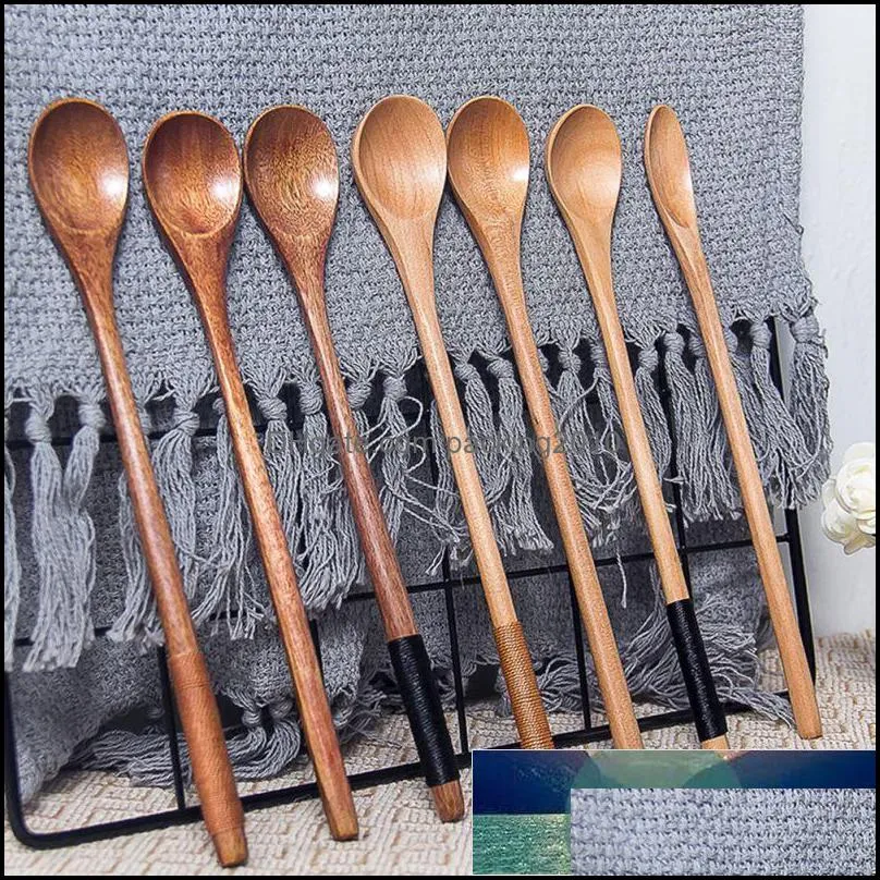 Wooden Long Spoon Kitchen Cooking Utensil Tool Tableware Spoon Soup Teaspoon Stirring Coffee Spoons New