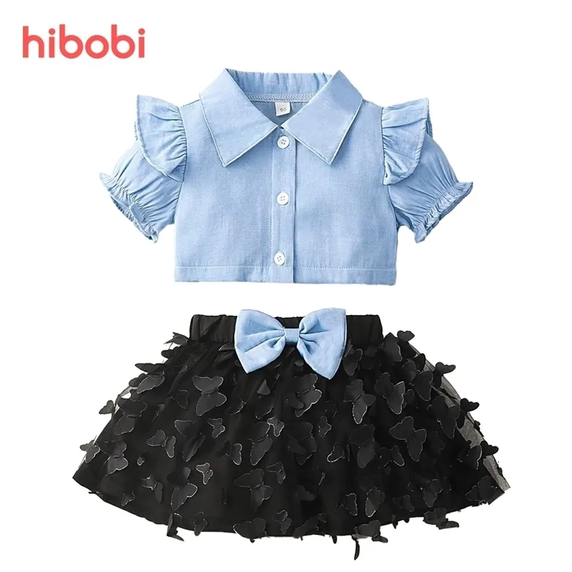 Hibobi Girl Summer Clothing Baby Girls Cloth Top Top Tutu jupes 2pcs Tenues SETS 06T 220615