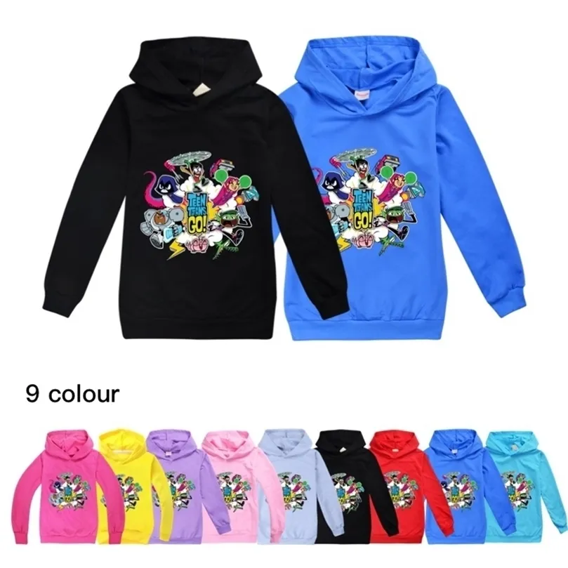 Gençler titan go çocuk kıyafet sweatshirt çocuklar uzun kollu giyim hoodies kızlar tişört moda erkek tişörtler kazak lj201216