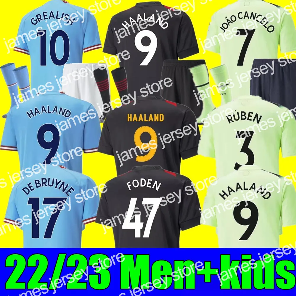 22 Topp nya Haaland Soccer Jersey 22 23 de Bruyne Mans städer Grealish Haaland Joao Cancelo Ferran M