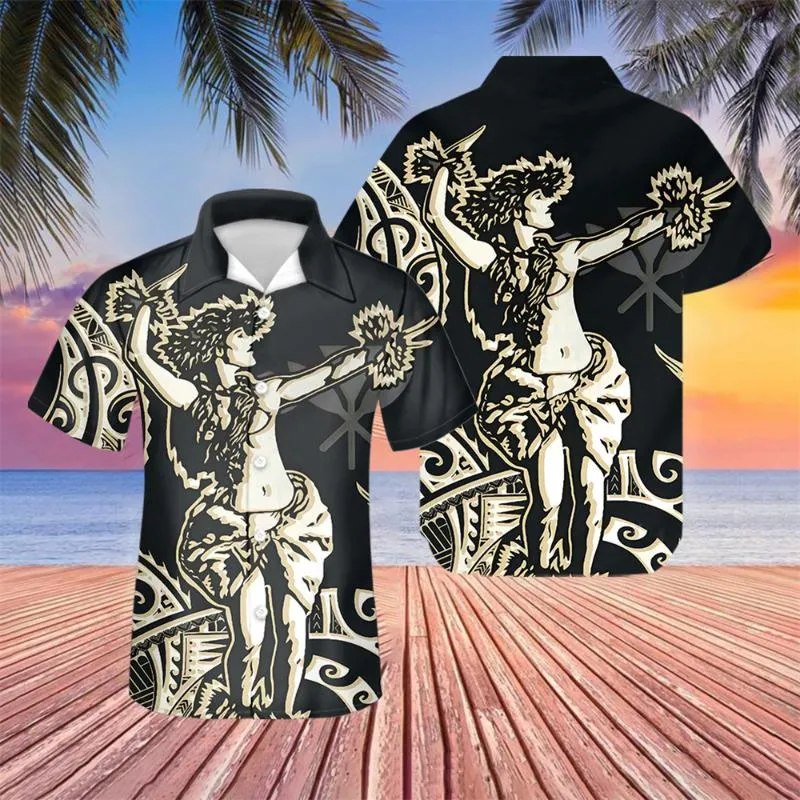 Koszulki męskie na Hawajskie kwiat z Polinezyjczykiem Projekt Mężczyzn Mężczyzn Summer Up Kubańska koszula krótkie rękawie Ostreadowskie stroje