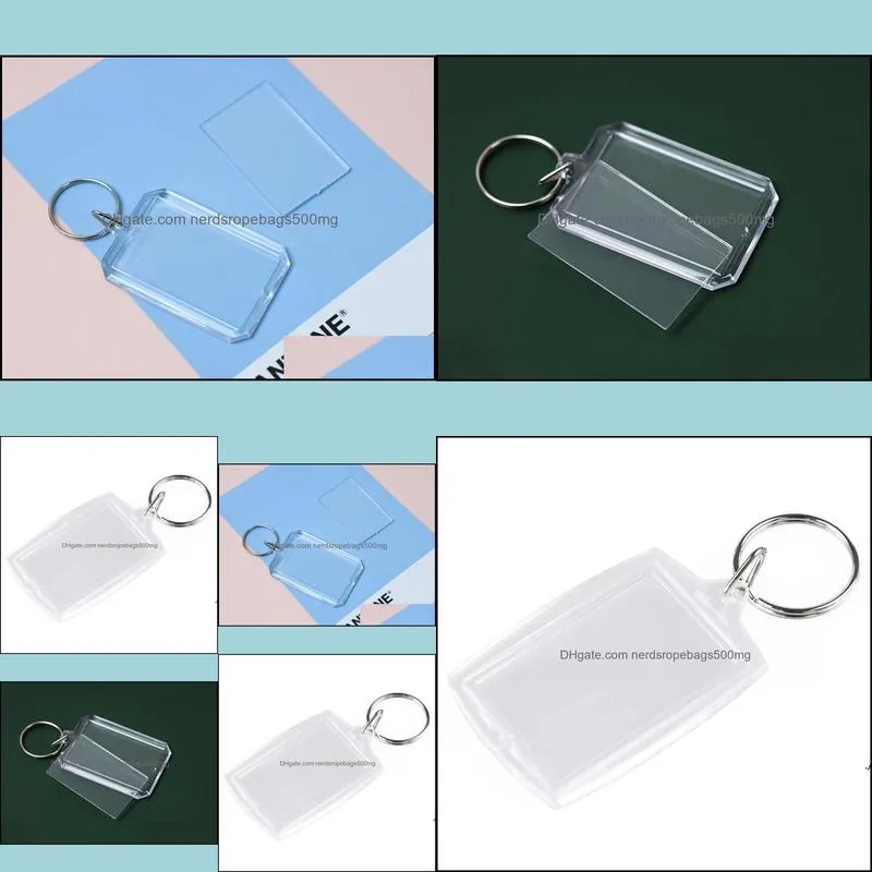 Acrylic Plastic Blank Keyrings Insert Passport Photo Frame Keychain Picture Frame Keyrings Party Gift RRB14660