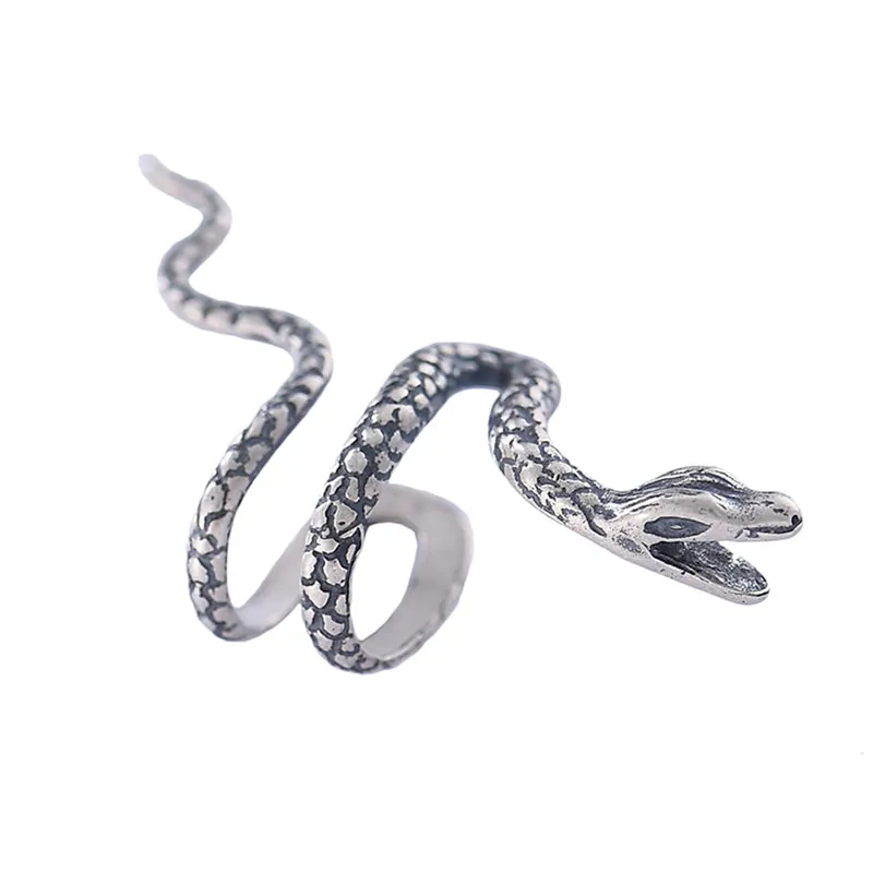 925 Sterling Silber Schlangenförmige Ohrclips, nicht perforierte Ohrringe ohne Löcher, klassische Vintage-Schlangenohrklemme