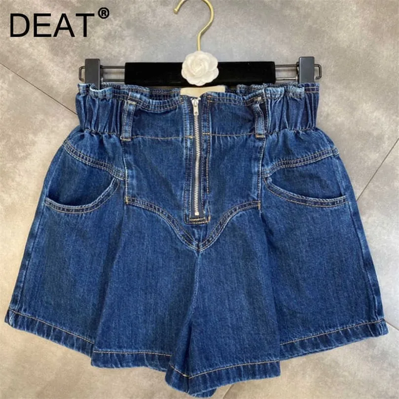 DEAT Women Black Denim Shorts High midja Streetwear Temperament Fashion All Match Spring Summer 11D1488 210709