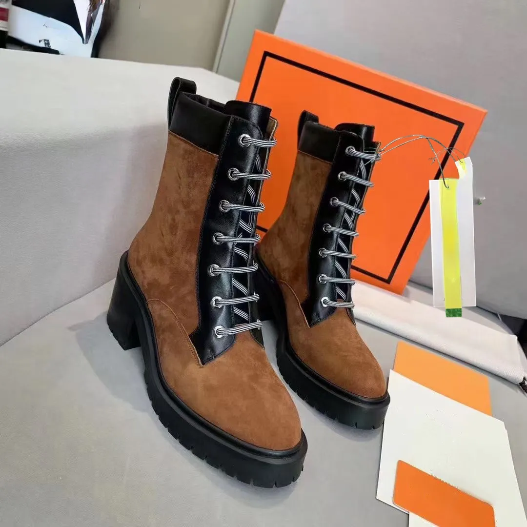 Mode- Leisure Boots High-End kvalitet äkta läderbrun khaki vinter ankel boot skor kvinnor höst och vinter trend korta stövlar 231115