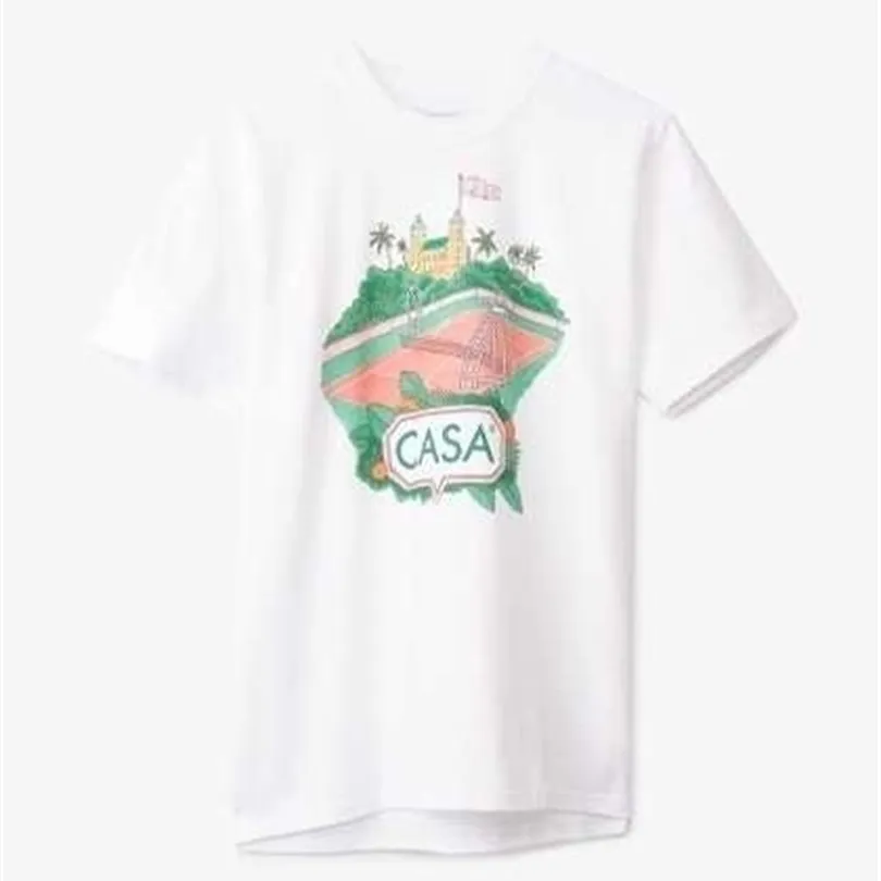 Забавный летний размер печати Casablanca Sece Neck Cotton Fit Fitor Summer Clothing Gift Уникальный мужская футболка с коротки