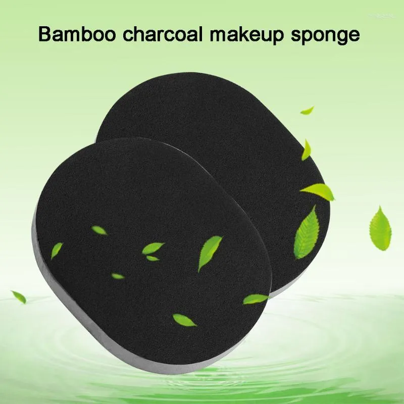 Sponges Applicators & Cotton Natural Black Bamboo Charcoal Face Clean Sponge Wood Fiber Wash Beauty Makeup Accessory Cleaning Puff MA Trin22