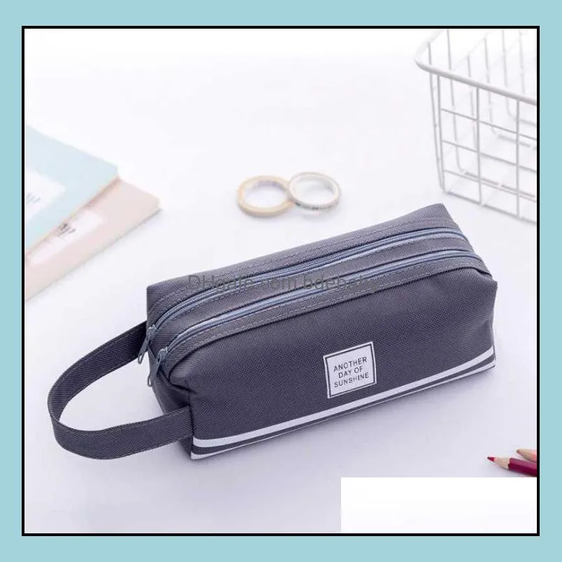 200pcs large capacity stationery storage bag cute pencil case oxford cloth pen cases kawaii gifts office students kids school supplies