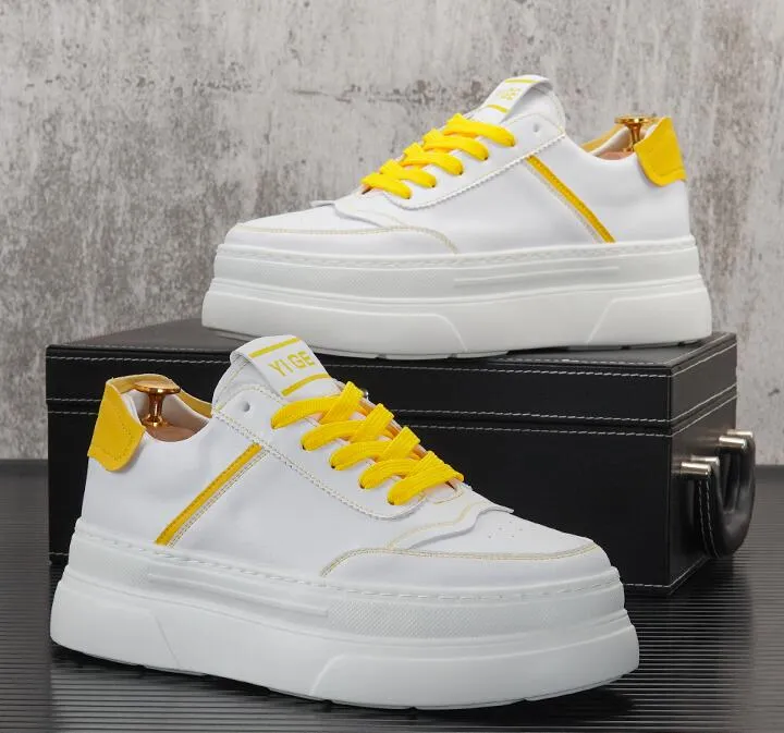 Classique Hommes Plateforme Chaussures Casual Baskets Respirant Top Designer Augmentation Mocassins Talon Plat À Lacets Petite Fête Blanche Chaussures De Voyage En Plein Air