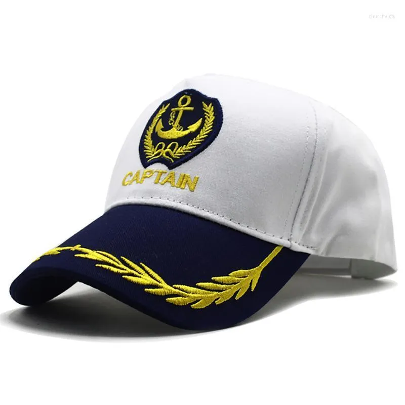 Basker randig kapten baseball cap costume marin marin admiral hatt för tillbehör sjöman båtliv snapback justerbar i stockberets chur22