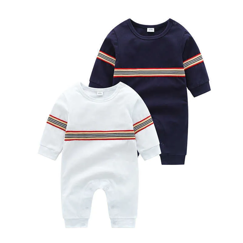 Baby Designer Jumpsuit Spring Autumn Boys Stripe Long Sleeve Climbing Clothes Newborn Stripe Cotton Romper Underwear Pajamas