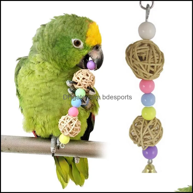 Rainbow Parrots toys parakeet Climb Chew toy bird swing drill Bell Swing Cage Budgie Hanging ladder pet supplies free shipping