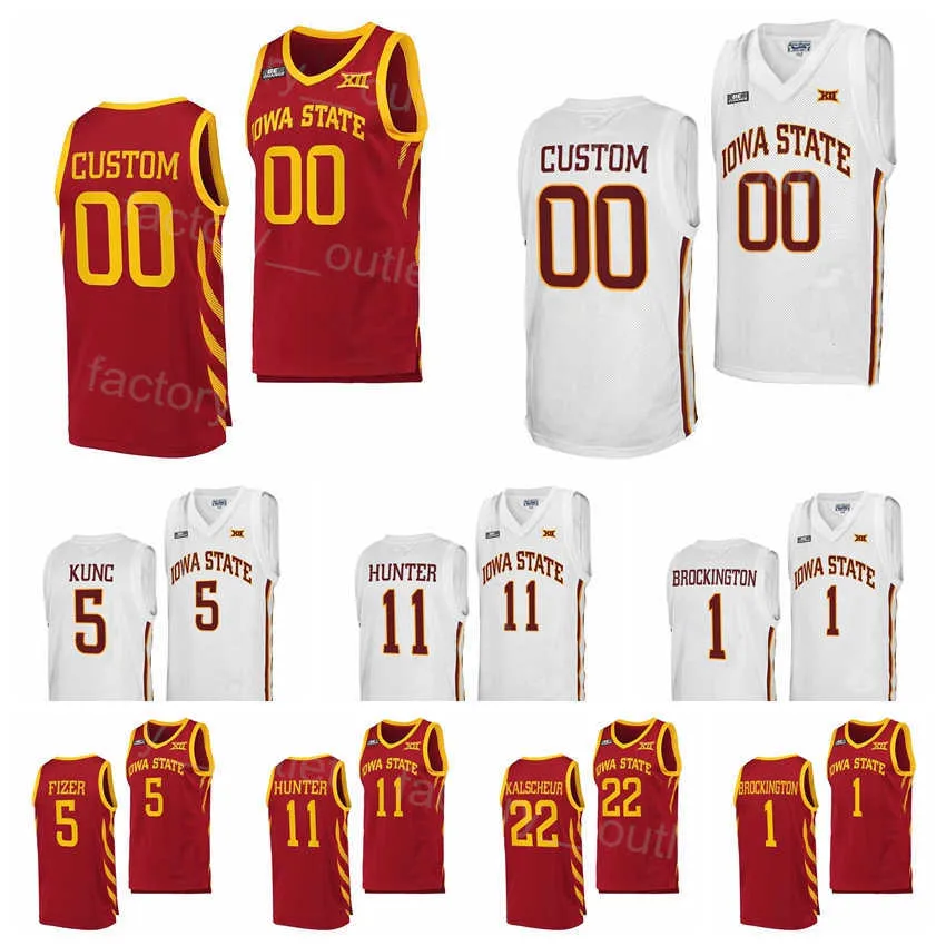 NCAA Iowa State Cyclones College 1 Izaiah Brockington Jersey Basketball University 11 Tyrese Hunter 22 Gabe Kalscheur 2 Caleb Grill 5 Aljaz Kunc 4 George Conditt IV