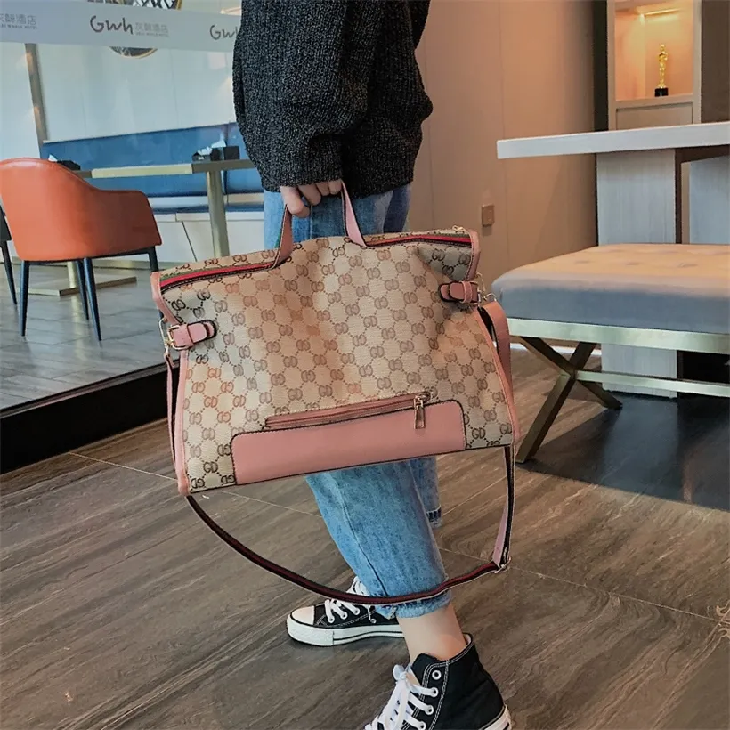 Fashion Purple Print Large Capacity Canvas Shoulder Bag