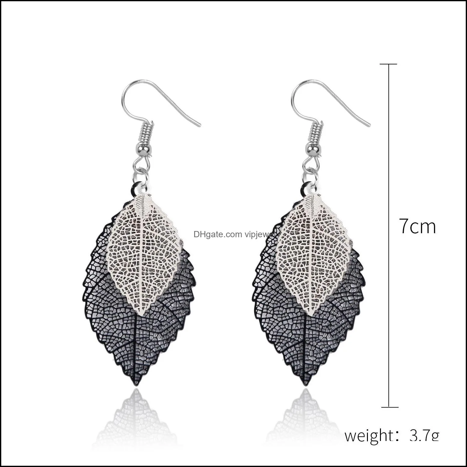 vintage leaves drop earring luxury boho bohemian leaf dangle earrings hollow out for women jewelry