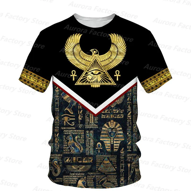 Herren T-Shirts Sommer Herren Ägyptische Mythen T-Shirt Luxus Muster Kurzarm Kleidung Casual Übergroße Streetwear Vintage Männlich Teesam