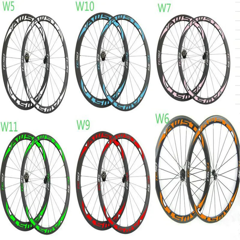 Roues de vélo de sapin en carbone complet le plus récent CARBONS DE RUCHONS JAUNE / VERTE / BLEU / ROD / ROSE