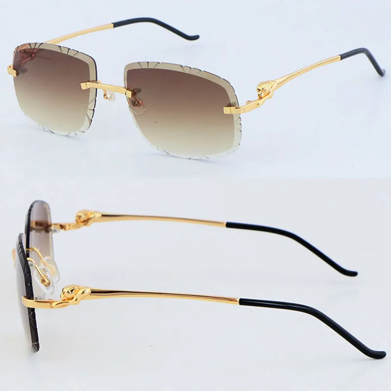 Designer 18K Gold Rimless Sunglasses Diamond Cut... From  display picture 1