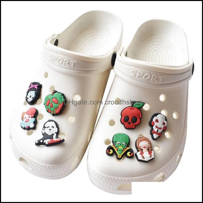 horror skull shoe decorations for croc charms clog buckcle charm bracelet decor halloween gifts wholesale