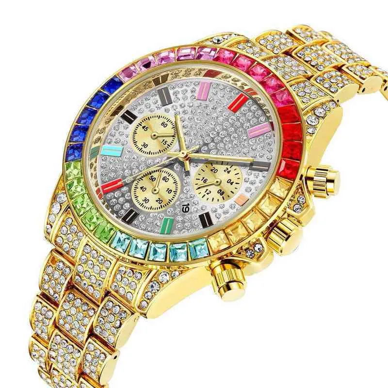 Men's and women's fake three eye decorative calendar watch