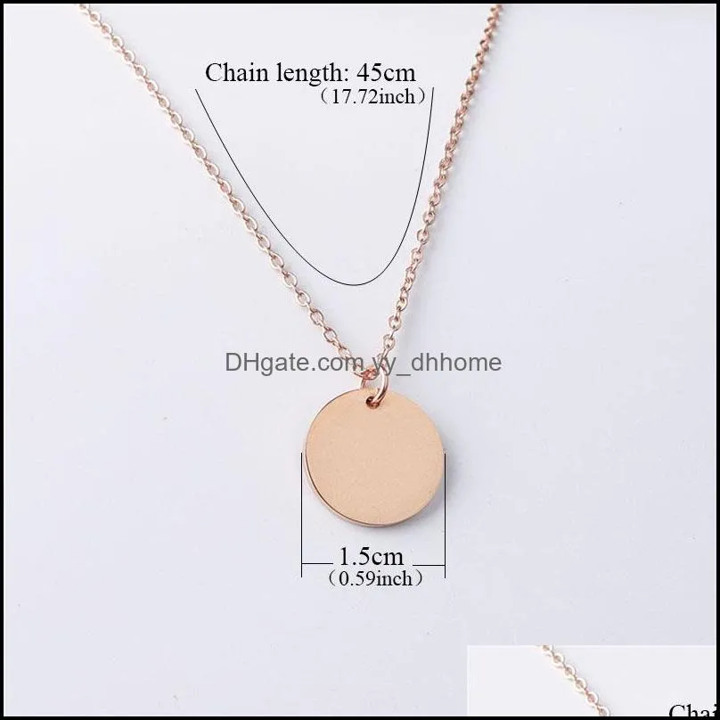 diy round coin pendant necklaces for women gold silver chain collares minimalist clavicle necklace trendy valentine`s day jewerly