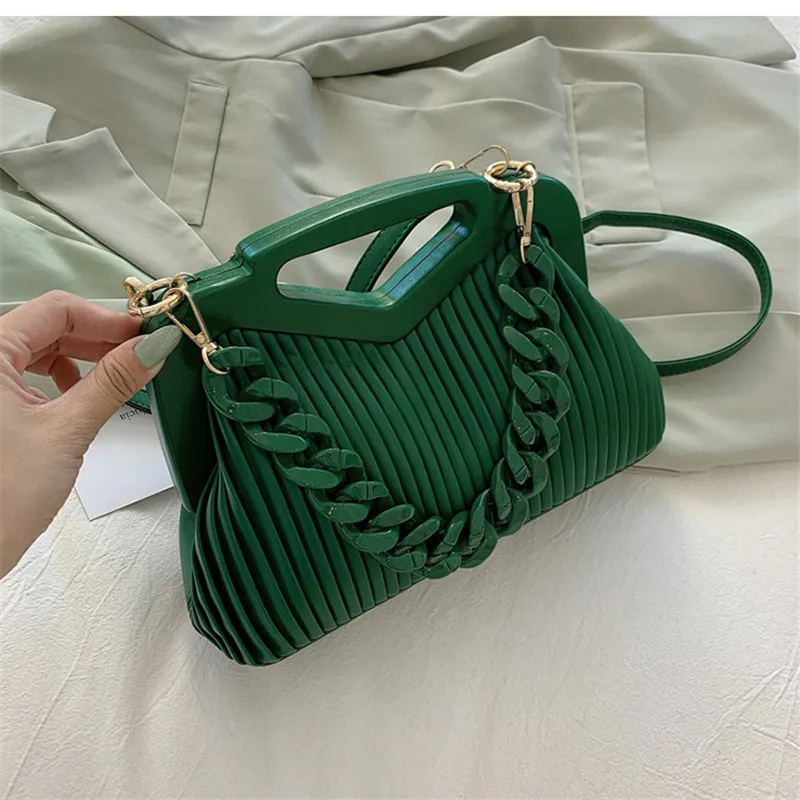 Borse in pelle per donna Borse a triangolo invertito Borsa a mano con manico Borsa a tracolla moda Borsa donna Borsa a catena spessa Lady Satchel 10 colori