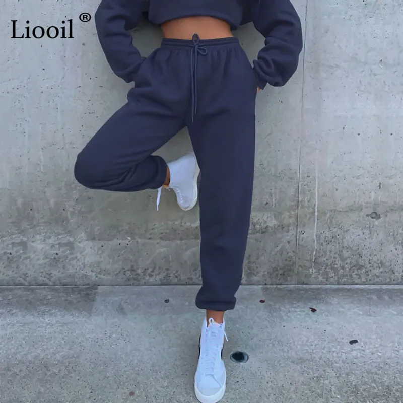 Sexy Fleece Baggy Hosen Für Frauen Jogger Hohe Taille Hose Herbst Winter Streetwear Tasche Aktive Lose Dicke Jogginghose