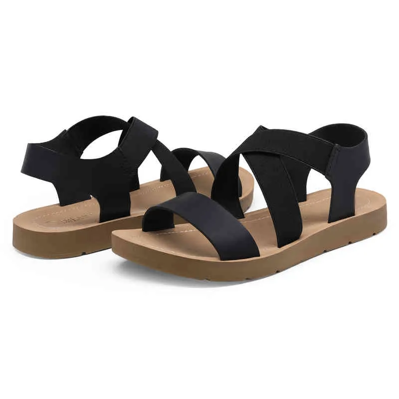 Heels Dream Pairs Women Elastic Ankle Strap Summer Flat Sandals Casual Beach Shoes For Woman Classics Anti-slip Lightweight Sandals Famous Designer