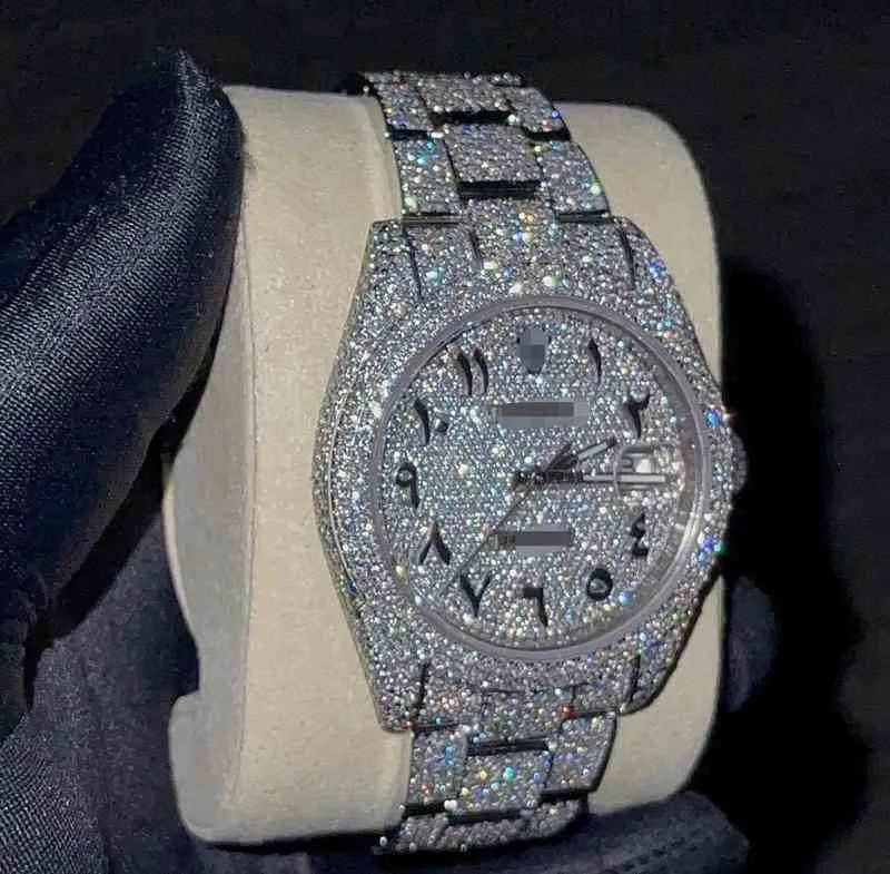 Certyfikowana biżuteria vvs klejnot okrągły genialny krój biały luźne naturalne diamentowe zegarek dla mężczyzn Moissanite