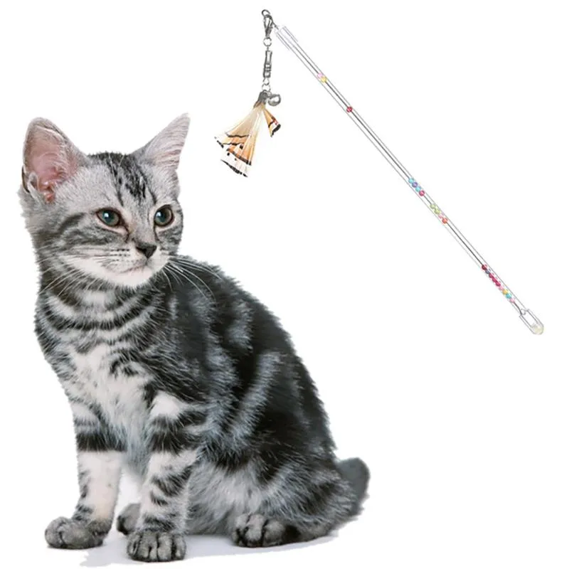 Chat Jouets Legendog Baguette Interactive Jouet Chaton Teaser Bâton De Plume Rétractable Avec Bell Catcher Produit Pour Chats Fournitures