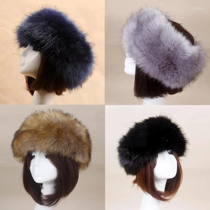 Feanie/crânio Caps de inverno Mulheres chapéu de chapéu grosso Skullies Beanies Top Fake Headscarf Russian Fur Faux vazio Fluffy D8B6Beanie/Skull