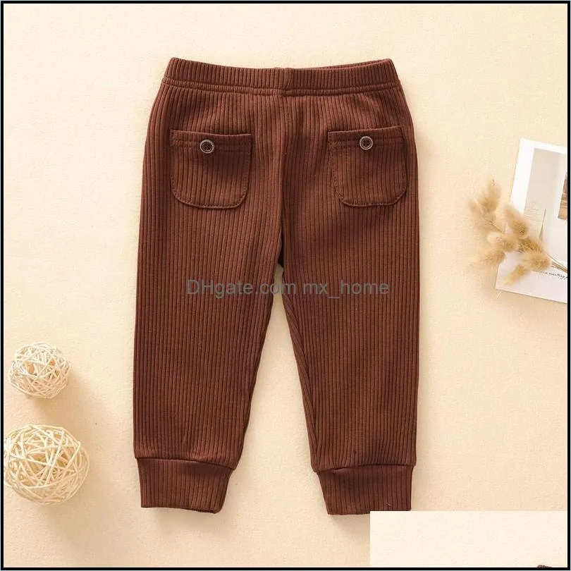 kids baby pocket trousers solid colors elastic pants toddler boys clothes infant girls casual outfits kids leisure vetement bebe