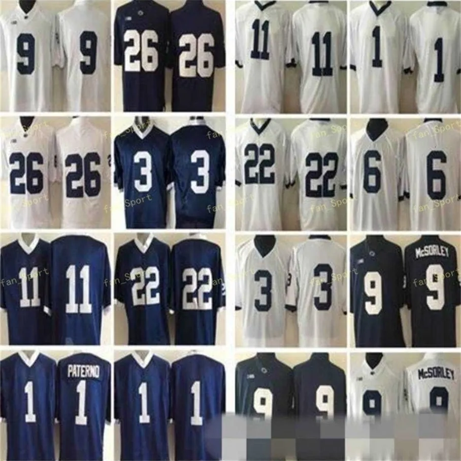 Thr Penn State Nittany Lions # 26 Saquon Barkley 2 Marcus Allen 88 Mike Gesicki # 9 No Name Navy Blue White Stitched NCAA College Jerseys
