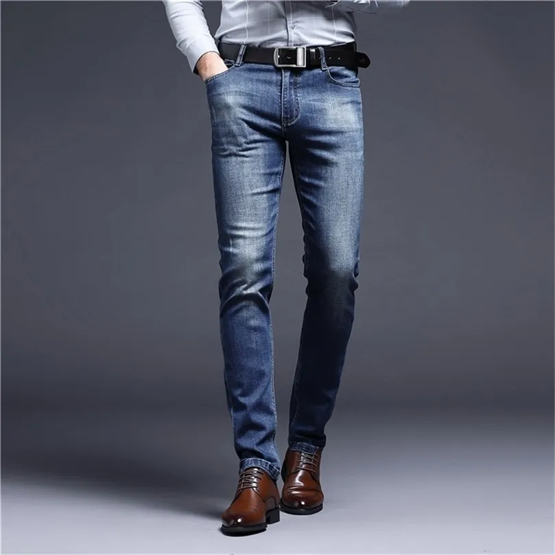 Eves Male Jeans Menslim Fit Men's Long Denim Pants Autumn Summer TrendsカジュアルメンズジーンズHommeズボンコットンブラックグレーブルー201128