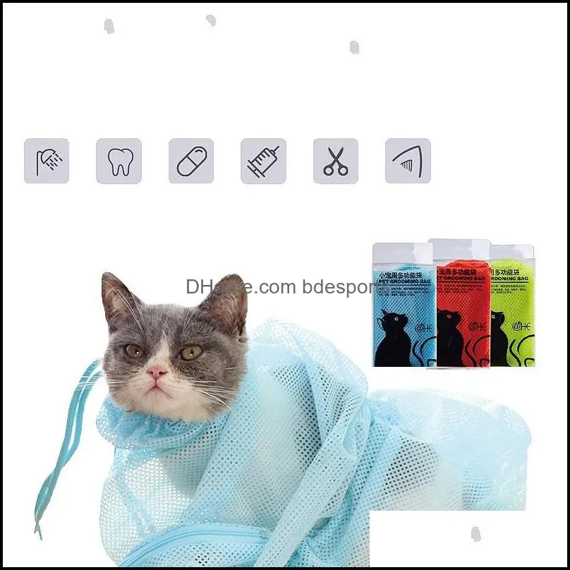 Solid Color Bag Cat Cosmetology Anti Seizing Pets Contraction Mouth Care Washing Shower Clean Bags Convenient Hot Sale 4xh K2