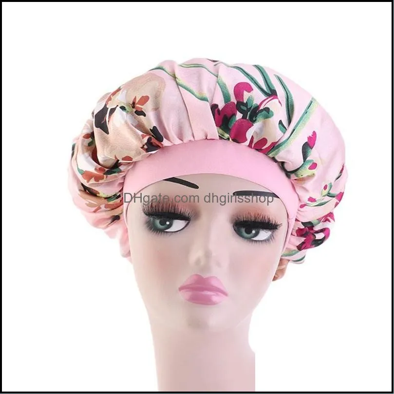 Fashion Women Imitation Silk Turban Elastic Muslim Hat Chemo Cap Floral Print Headwrap Soft Sleeping Hat Beanie Hijabs Accessories