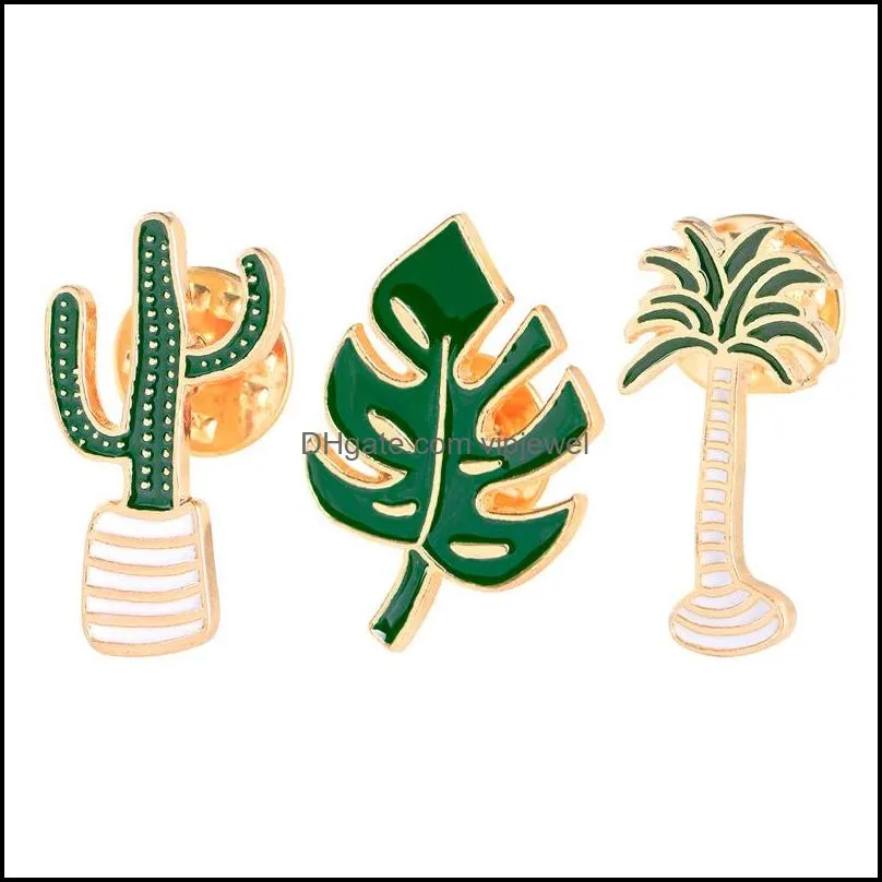 fashion cartoon cactus brooches cute mini plant pot enamel for women denim jackets lapel pins hat badges kid jewelry accessories