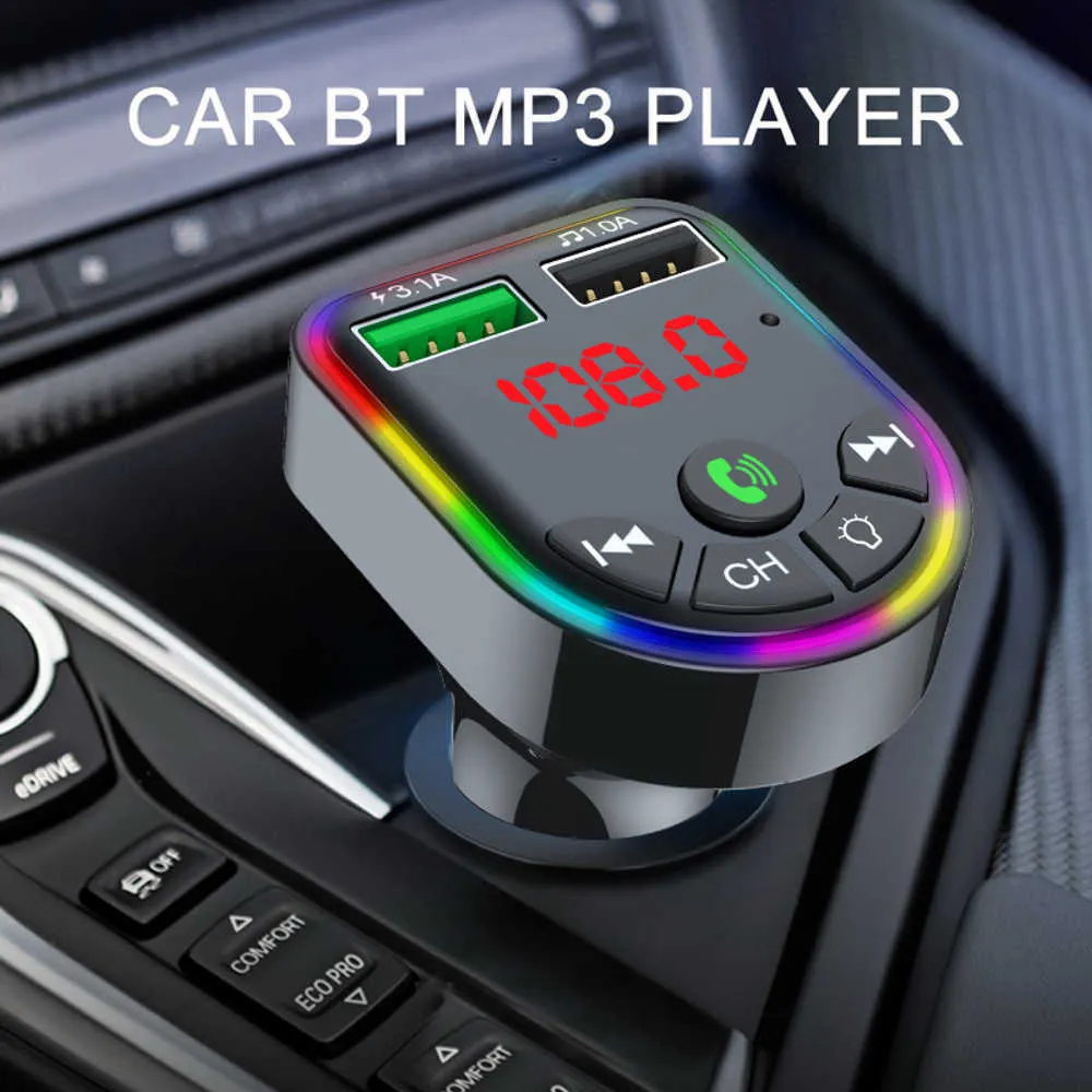 Bil Bluetooth-kompatibel 5.0 FM sändare modulator MP3 Player LED Display Car Kit Dual USB 3.1A Fast Charger Car Accessories