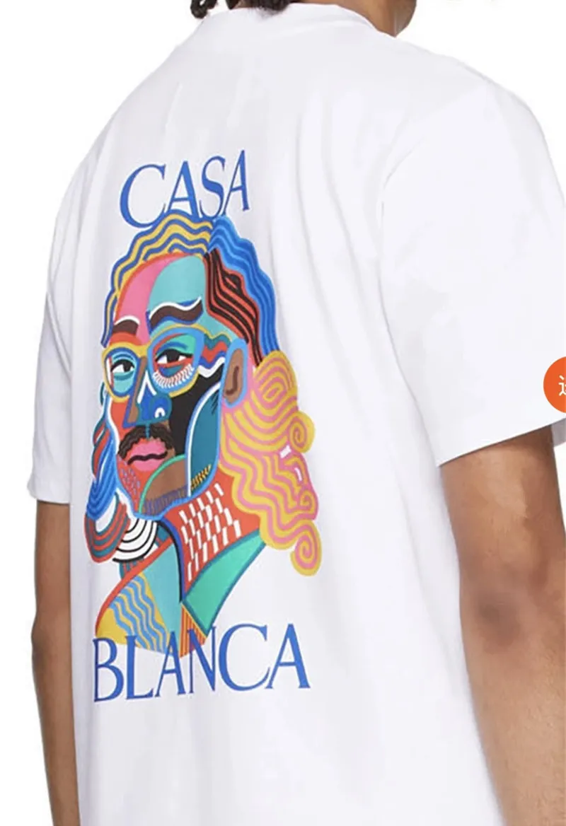 2022 T-shirt Casablanc de alta qualidade de algodão de manga curta moda masculina T-shirt feminina curta modelos de casal masculino e feminino camiseta estampada de algodão