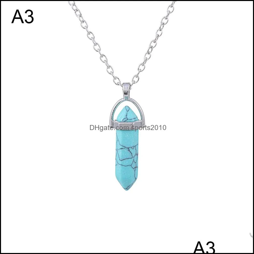 fashion multi hexagonal prism pendant rose quartz reiki healing crystals chakra pendants necklace for women jewelry