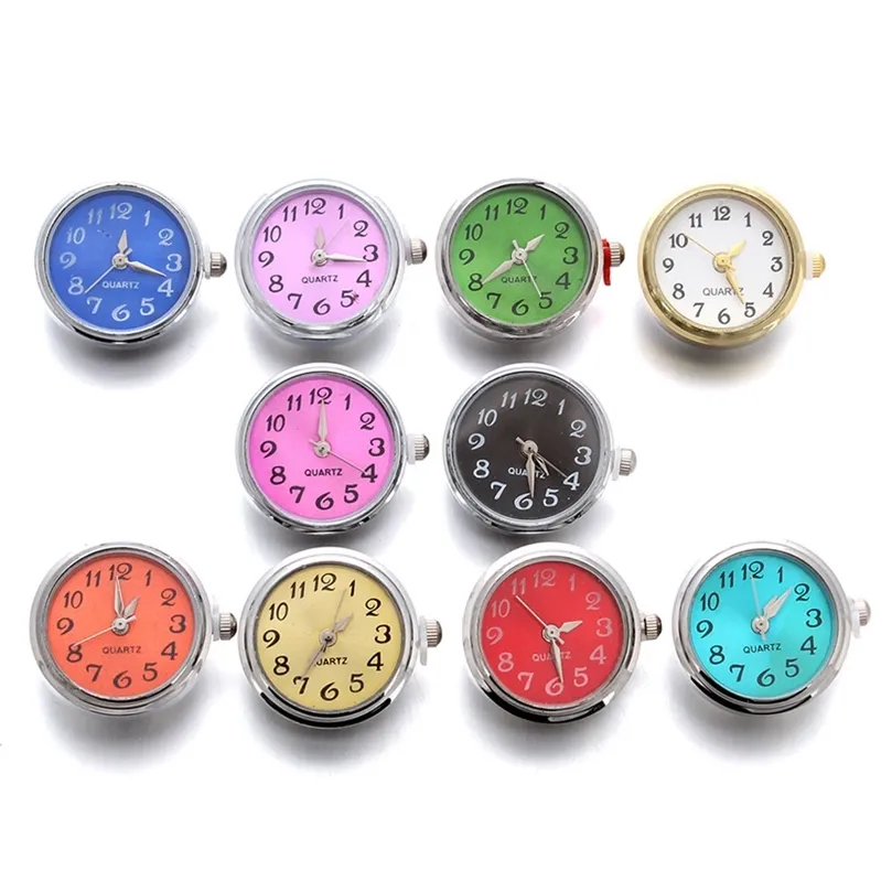 Botões Snap 10pcs/Lot Glass Watch Snap Dez cores podem mover Botões de bracelete Snap DIY de 18 mm/20mm Jóias J190703