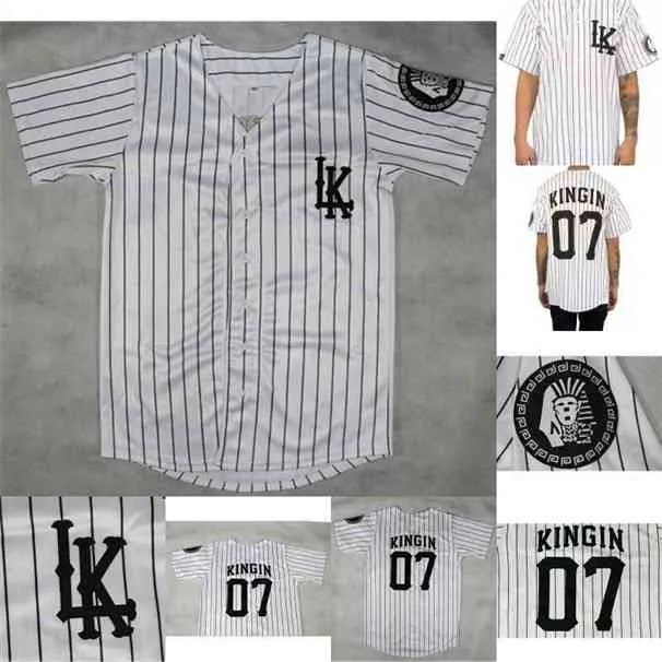 XFLSP Laatste koningen Kingin LK # 07 Baseball Jersey 100% gestikte laatste koningen Kingin Baseball Jerseys White Snelle verzending