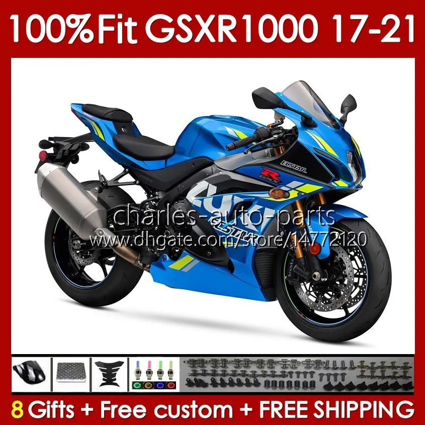 Injectielichaam voor Suzuki GSXR-1000 K17 GSXR 1000 cc 17-21 Carrosserie 53NO.0 GSXR1000 17 18 19 20 21 1000CC GSX-R1000 2017 2018 2019 2020 2021 OEM Fairing Kit Glanzendblauw