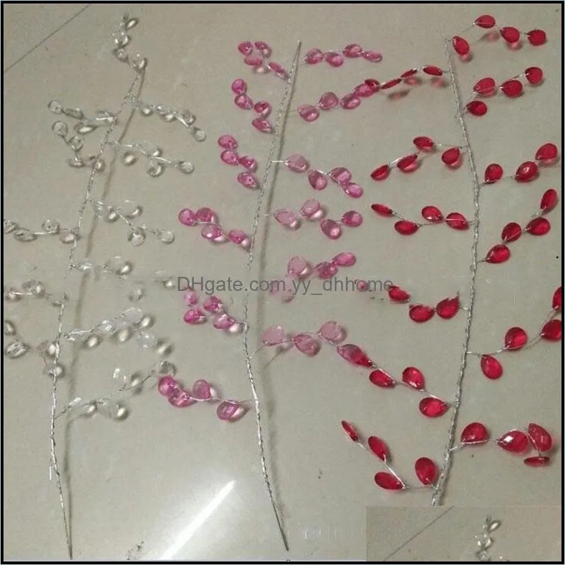 30CM Wedding Decorations Bouquet DIY Bridal Hair Accessories New Flowers Branch Acrylic Simulation Water Drop Vines Home Hotel 1 3mc