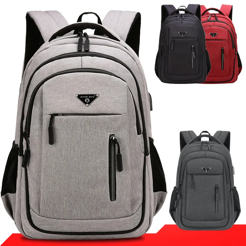 Rucksack Herren Oxford Plain Große Kapazität Schicht Wasserdicht Atmungsaktiv Laptoptasche