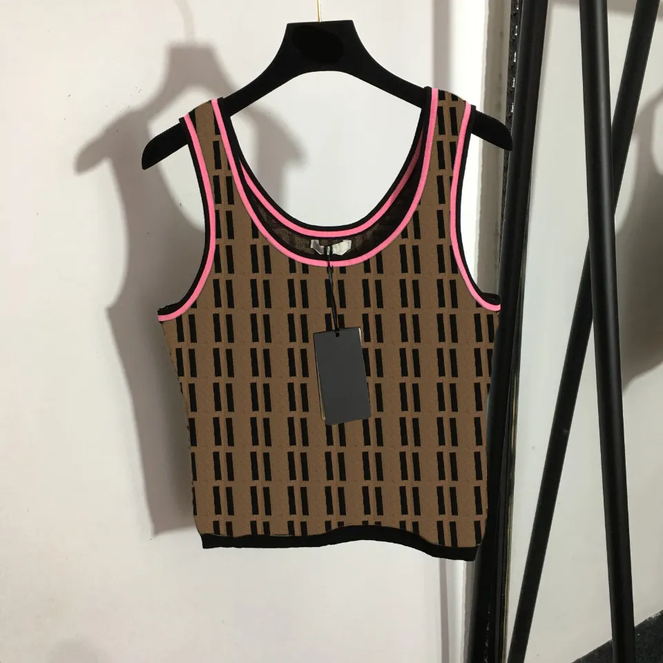 Casual Letter Jacquard Knits Vest Full Alphabet Suspender Tanks Top Summer Knitted Sleeveless Tees