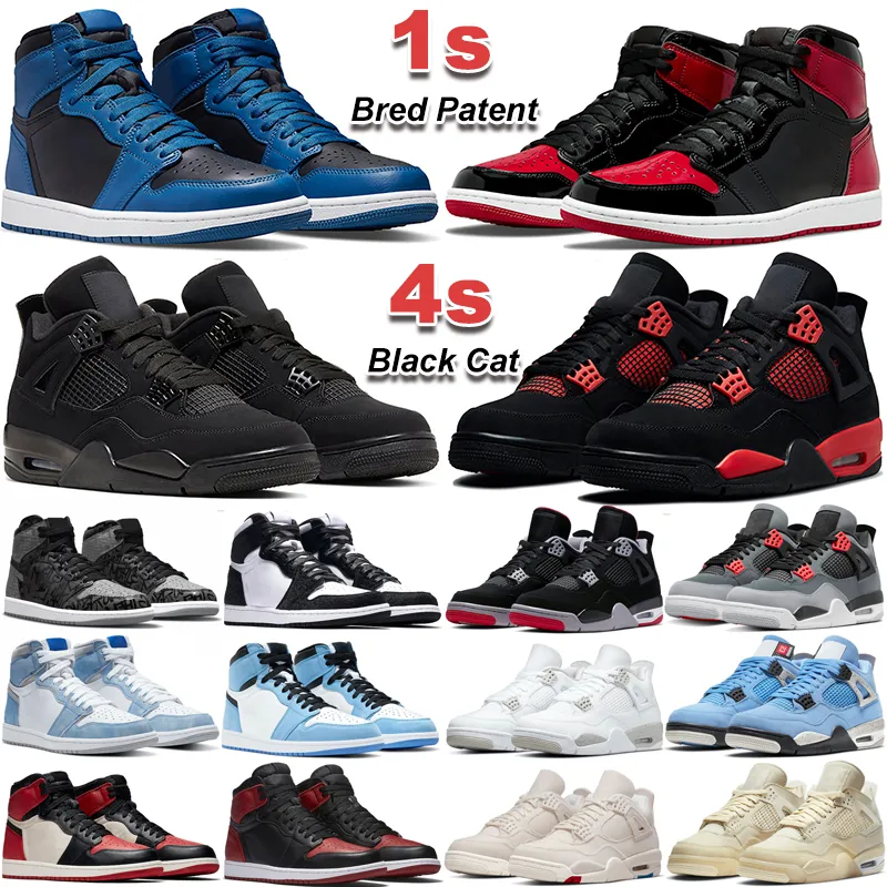 2022 1 High OG Jumpman 4S Men Basketball Shoes 1S 자란 특허 진한 마리나 블루 4 검은 고양이 레드 썬더 항해 흰색 오레오 보르도 남성 여성 트레이너 스포츠 스니커즈