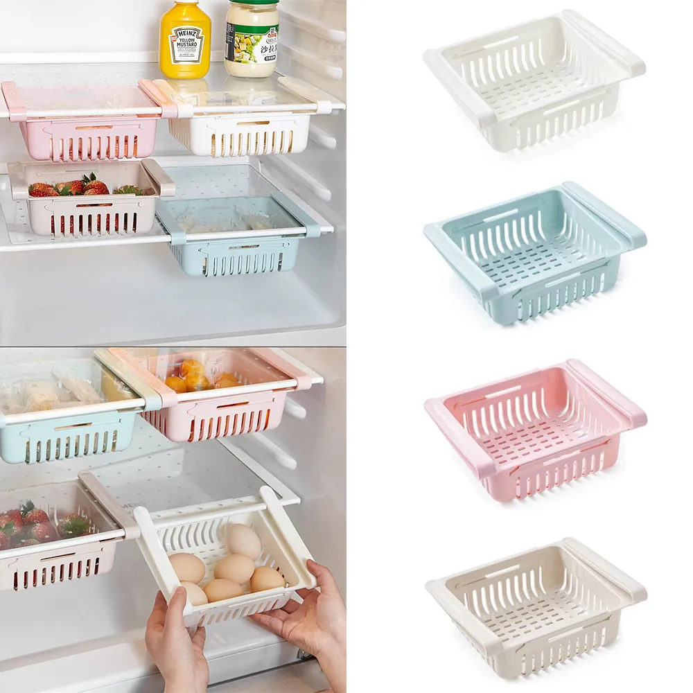 Réfrigérateur Organisateur Boîte De Rangement Réfrigérateur Tiroir En Plastique Conteneur De Stockage Étagère Fruits Oeuf Alimentaire Boîtes De Rangement Accessoires De Cuisine HH22-229