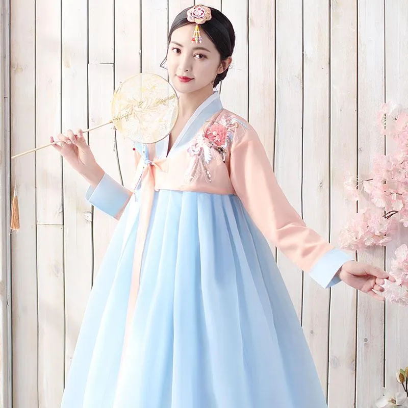 Abbigliamento etnico Vestito da fata tradizionale coreano femminile Spettacolo teatrale da donna Costume soffice Set di gonne popolari Hanbok multicolori Etnico