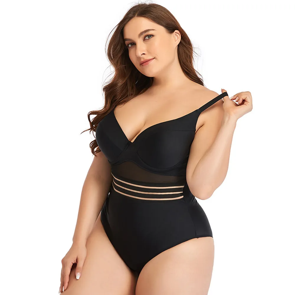 Mulheres plus size moda moda moda natação natação de natação praia de praia siamesa listra de uma peça multicora